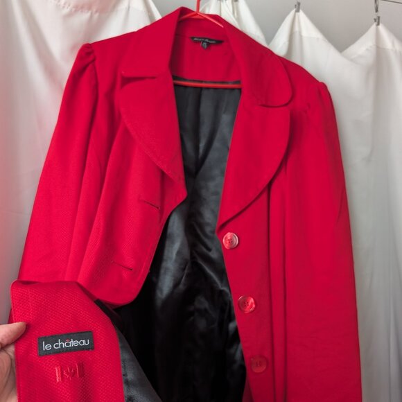 Women's Red Fall Coat, Le Chateau, Large / Manteau d'automne rouge pour femme - Picture 5 of 5